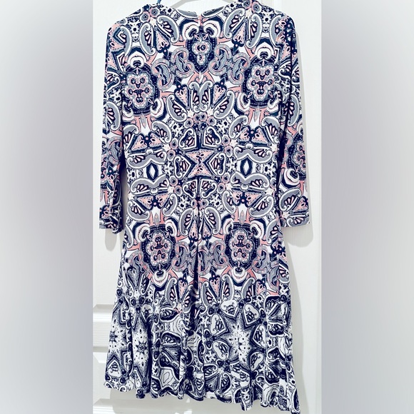 Eliza J. Soft Jersey 3/4 Sleeves A-Line Paisley Print Fit & Flare Mini Dress - Picture 6 of 9